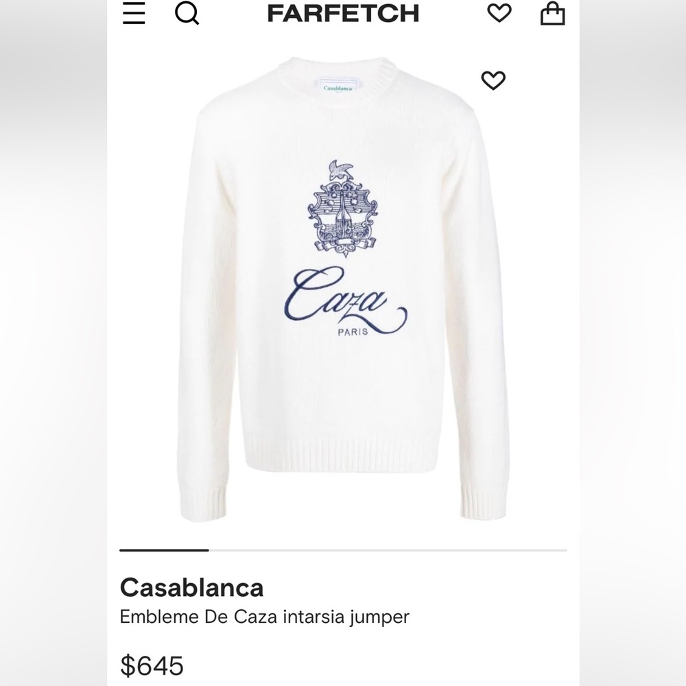 NWOT Casablanca white embroidered logo sweater wool cashmere blend size M